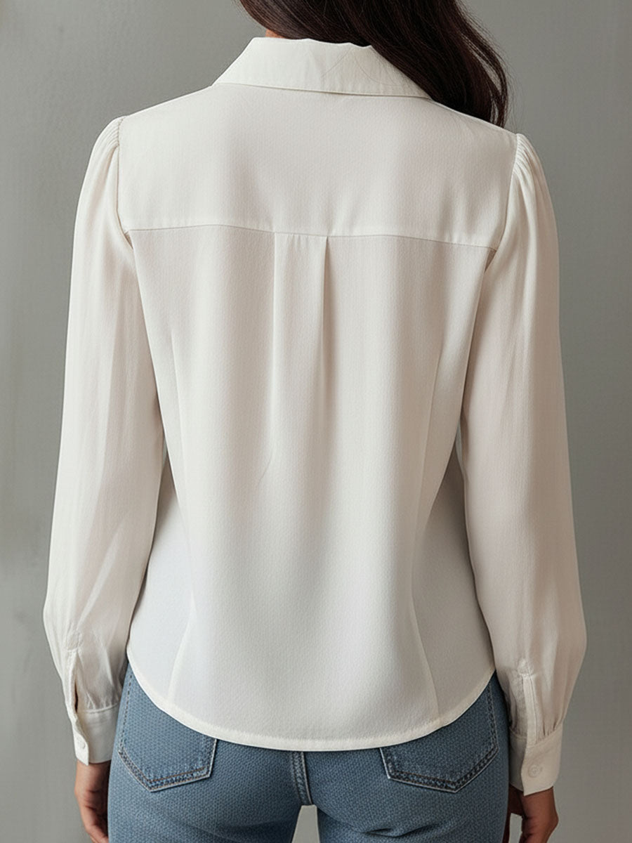 Vintage White Ruffle Button-Down Shirt